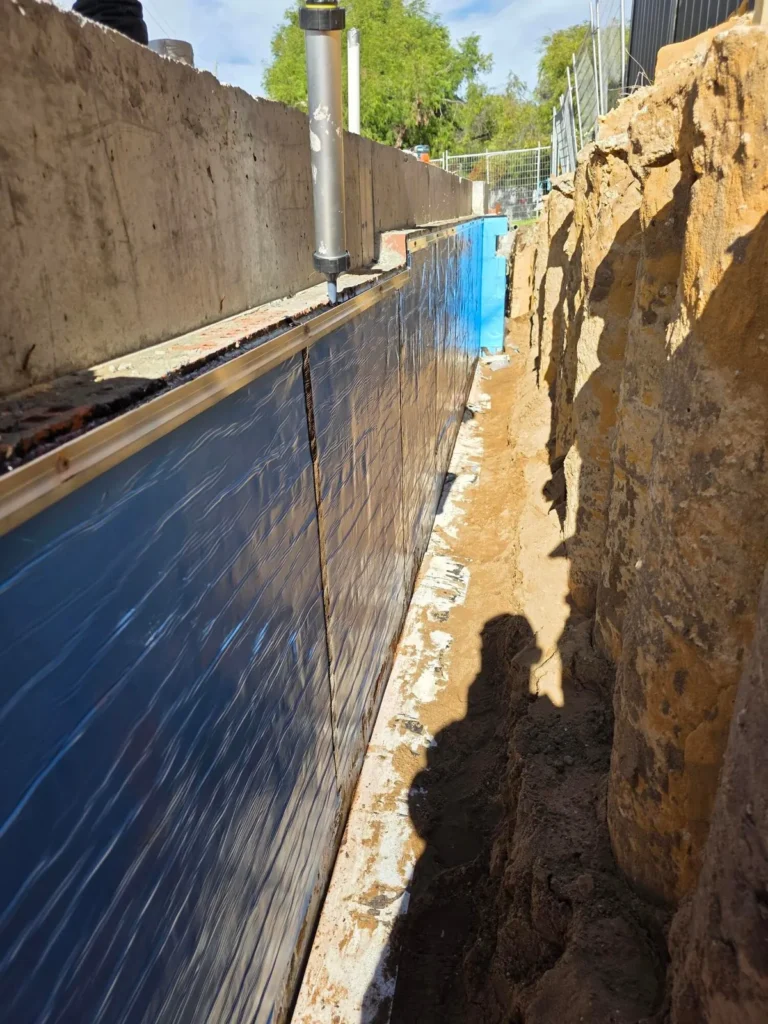 Retaining Wall Waterproofing project work in Perth